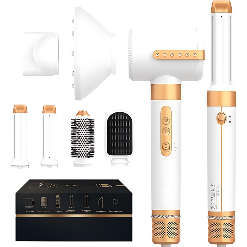 Многофункциональный фен-стайлер 7-в-1 1400 Вт, 110 000 об/мин, ионизация, холодный воздух, 3 температуры (55/75/130&deg;C), 3 скорости фото - 8