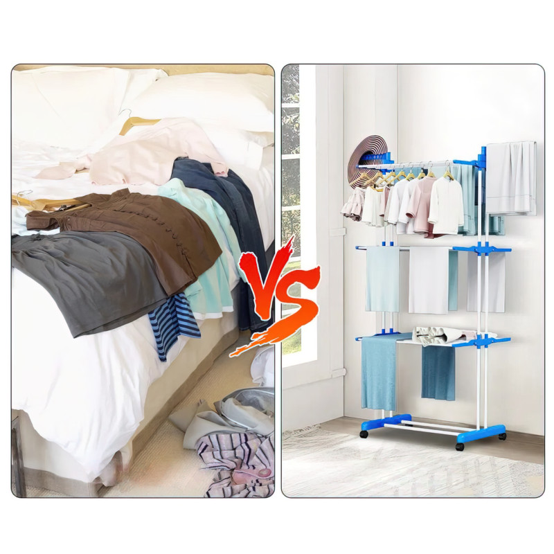 Стійка сушарка для одягу Garment rack with wheels 4 ярусу, метал, 180 см висота фото - 4