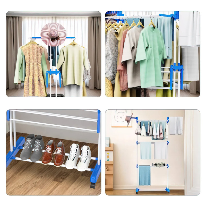Стійка сушарка для одягу Garment rack with wheels 4 ярусу, метал, 180 см висота фото - 5