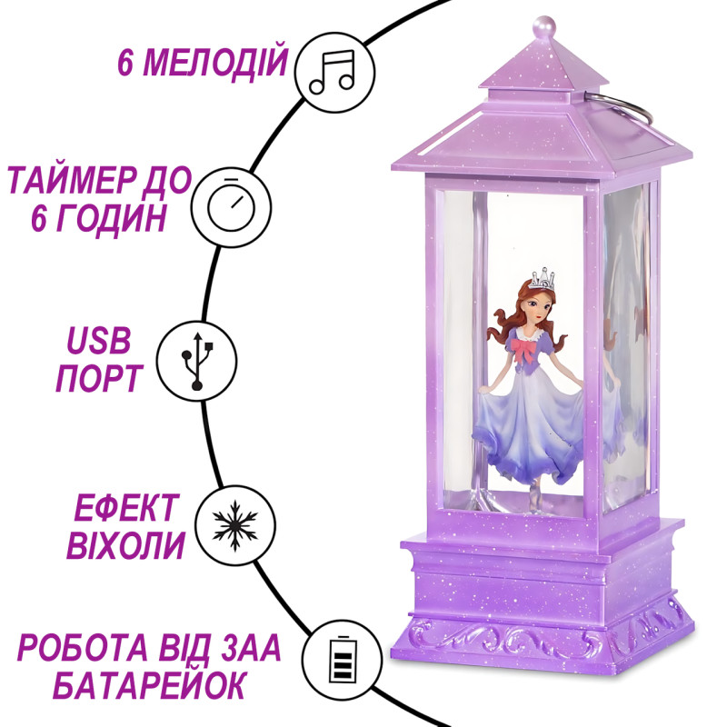 Портативный светильник балерина Анна, декоративная USB-лампа с аккумулятором, эффектом вьюги, 6 мелодиями фото - 5