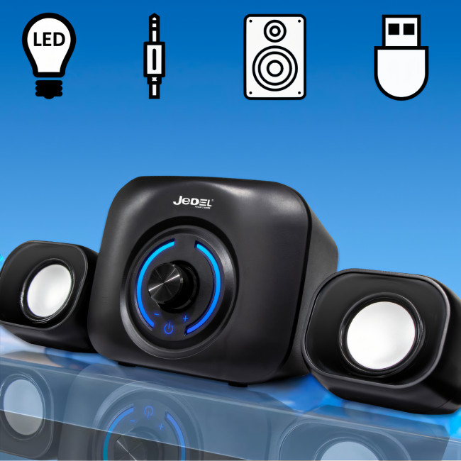 Колонки JEDEL SD560P, стереосистема для PC 2.1 USB, підсвічувана мініакустика