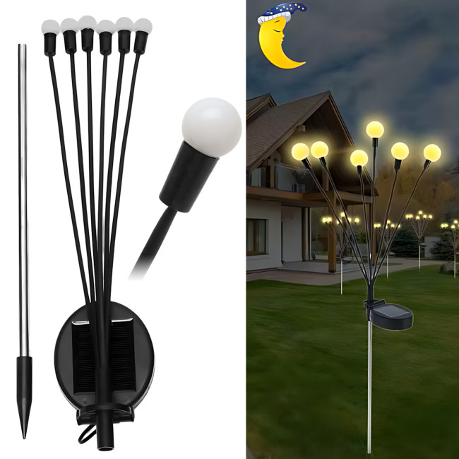 Сонячний світлодіодний садовий світильник «Світлячок» Stare Light,6 LED, IP65, 75 см, біле світло