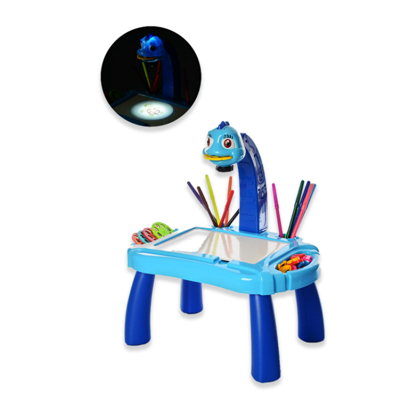Детский стол проектор для рисования со светодиодной подсветкой, синий фото - 2