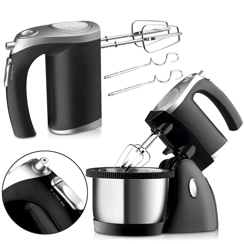 Миксер Hoffmans HM-6630, 1000 Вт, планетарный, чаша 3 л, 5 скоростей, 4 насадки, импульсный режим Белый фото - 2