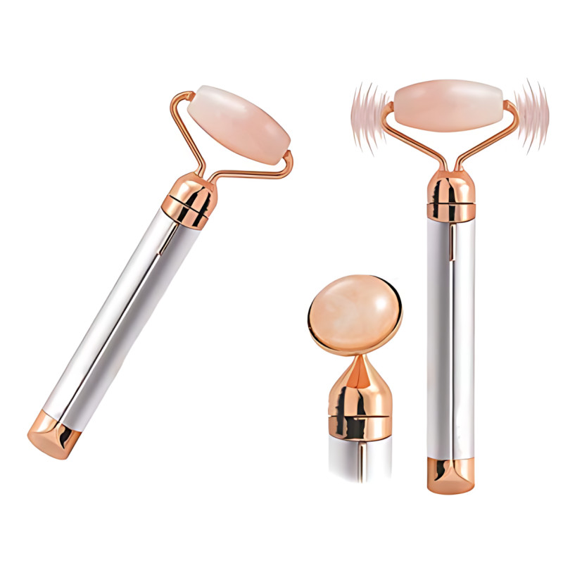 Вибромассажер для лица Flawless Contour, массажный контурный кварцевый ролик для лица с 2 насадками фото - 2