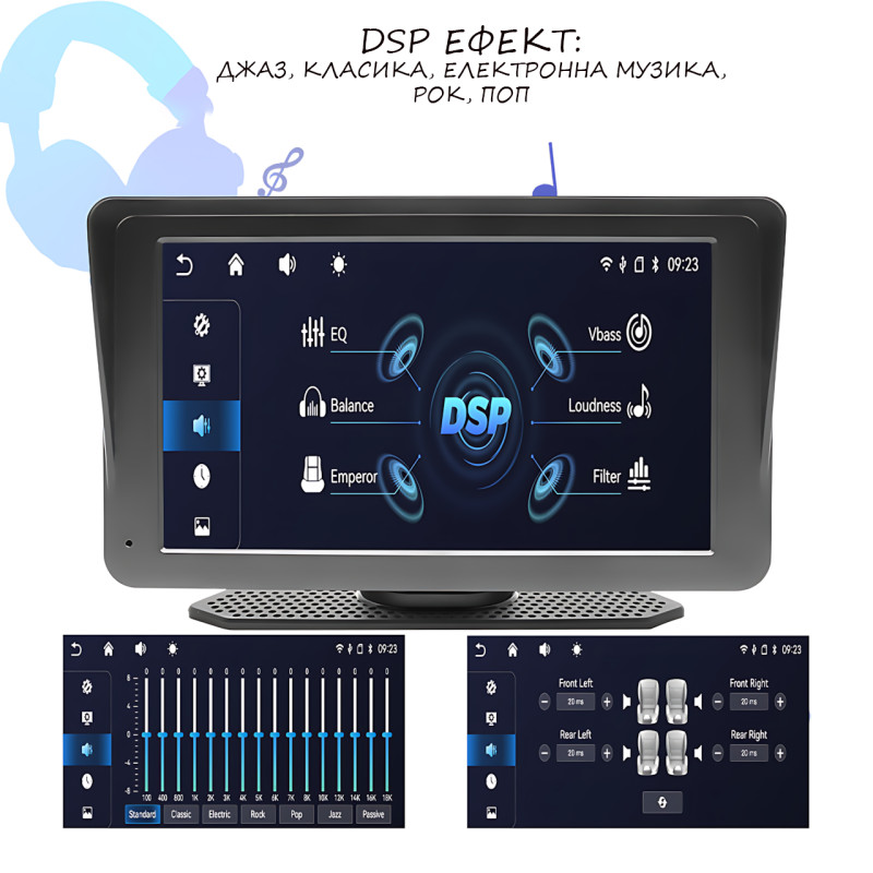 Бездротова автомобільна стереосистема Apple CarPlay 7" з портативним сенсорним екраном, Carplay 701W фото - 9