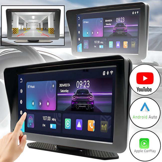 Бездротова автомобільна стереосистема Apple CarPlay 7" з портативним сенсорним екраном, Carplay 701W