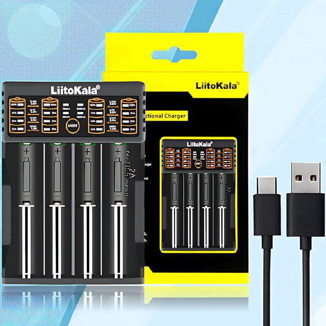 Зарядное устройство LiitoKala Lii-402 для 4-х 18650 с функцией Power Bank, 4 канала, быстрая зарядка 2А