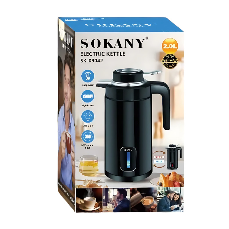 Електричний чайник-термочайник Sokany SK-09042 2 л, 1500 Вт, подвійні стінки, з неіржавкої сталі SUS316 Червоний фото - 7