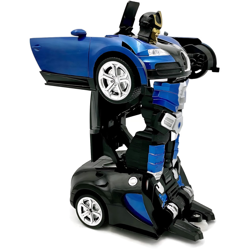 Машинка робот-трансформер Bugatti, робот машина папуги Autobots Remote Control Car з пультом, синій фото - 3