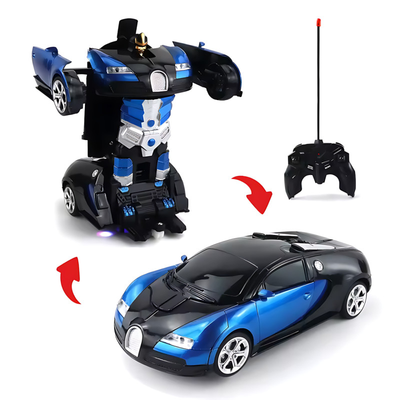 Машинка робот-трансформер Bugatti, робот машина папуги Autobots Remote Control Car з пультом, синій фото - 8