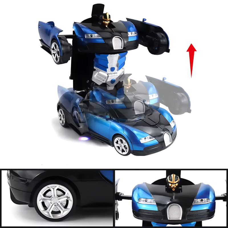 Машинка робот-трансформер Bugatti, робот машина папуги Autobots Remote Control Car з пультом, синій фото - 9