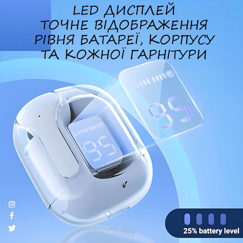Бездротові навушники Bluetooth ultrapods з мікрофоном, 250 мА·год, сумісні з Android і Apple, діапазон 10 м Білий фото - 5