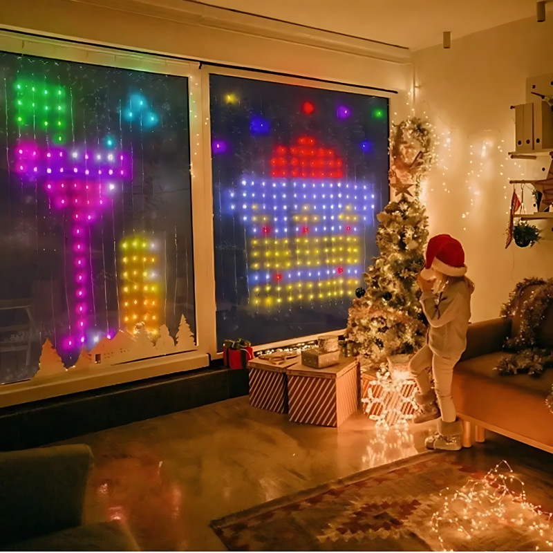 Программируемая гирлянда штора SFK-07, usb Bluetooth гирлянда с RGB свечением, с APP, 2х2 м фото - 8