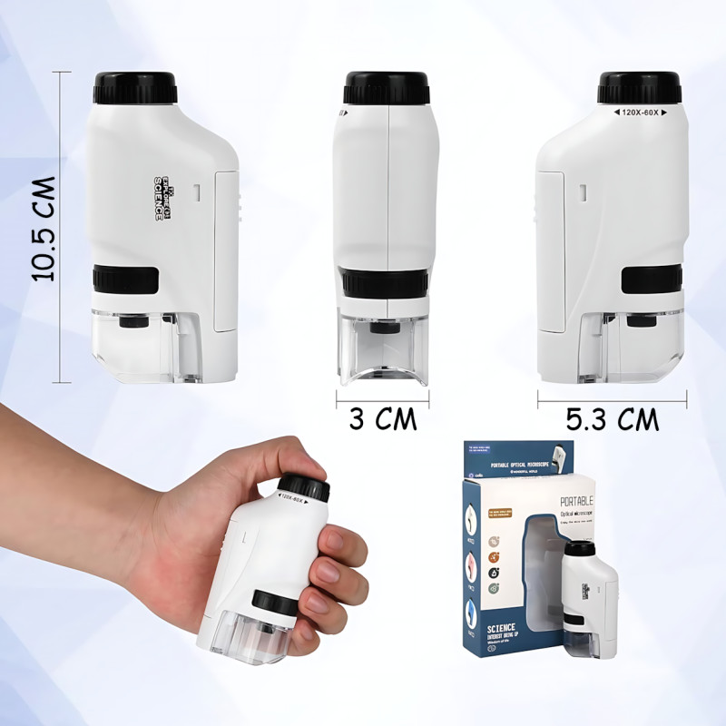 Дитячий портативний мікроскоп Outdoor MA657 — 60-120X, LED-підсвітка, кишеньковий дитячий мікроскоп, білий фото - 47