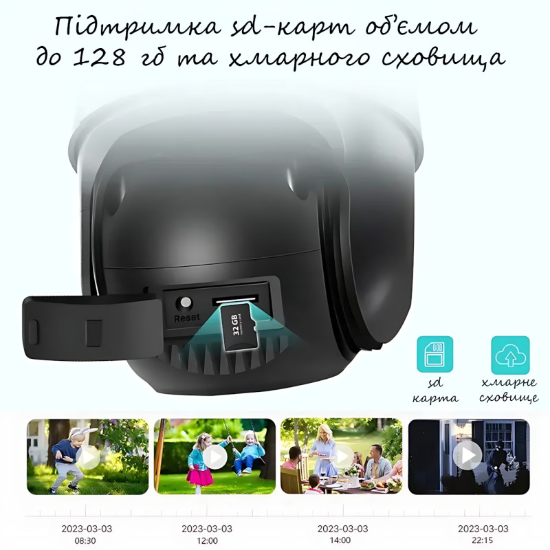 Wi-Fi IP камера P11, 3+3 Мп, PTZ, двойной объектив, ночное видение, сигнализация, автоотслеживание, IP66, SD фото - 8