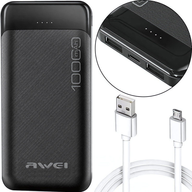 Портативний зарядний пристрій Power Bank Awei P37K 10000mah фото - 2