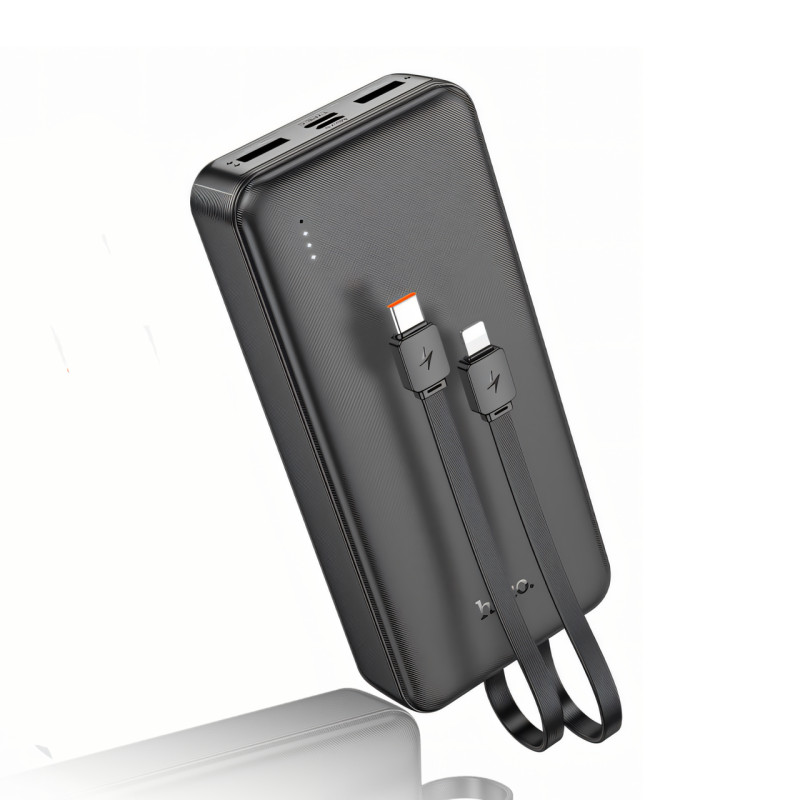 Зовнішній акумулятор 20000 mAh, Power bank HOCO J118A, швидке заряджання, вбудований кабель фото - 3