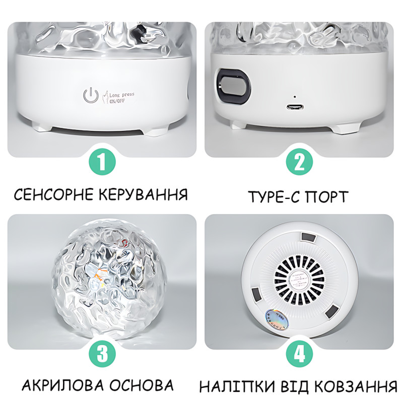 Проектор морской ряби с LED-подсветкой, динамическим световым эффектом и Bluetooth-динамиком, с пультом, аккумулятором, диммер фото - 4