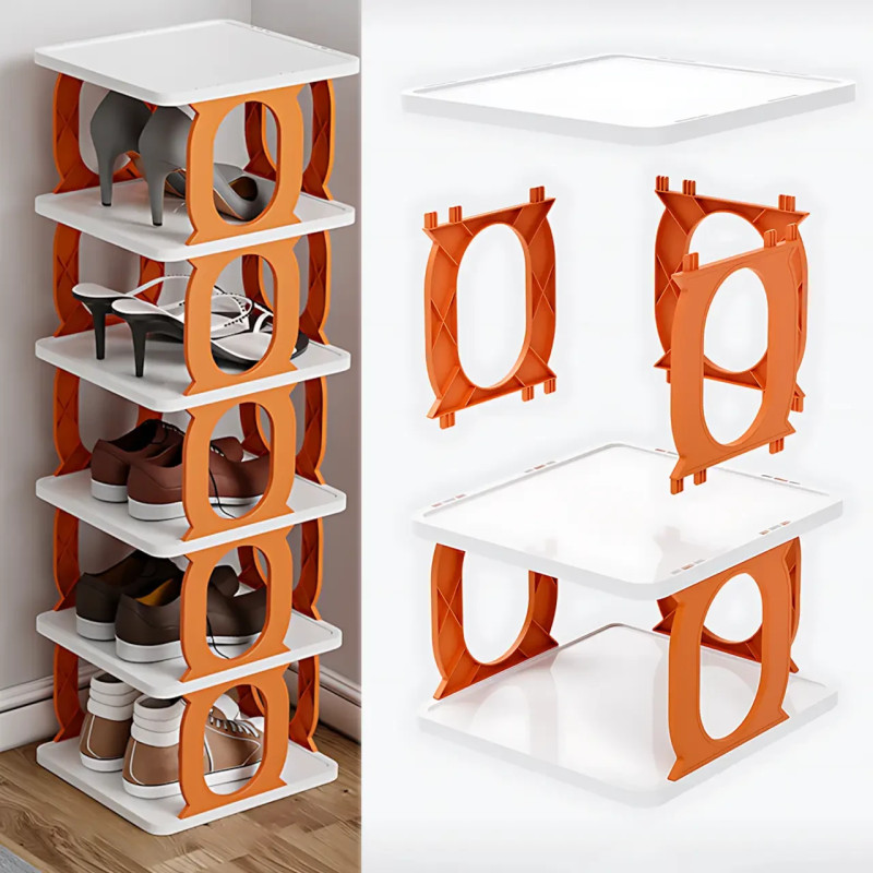 Универсальный пластиковый органайзер Shoe rack AND LY-580 4 полки для обуви, книг, в ванную, на кухню фото - 8