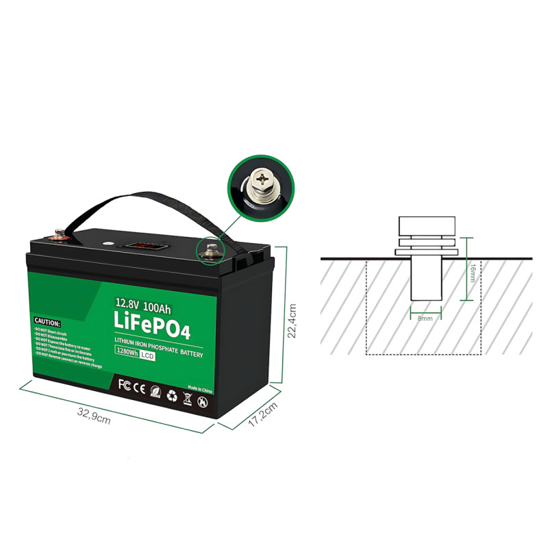 LiFePO4 аккумулятор 12.8V 100Ah – 12.5 кг, 5000+ циклов, BMS 100A фото - 9