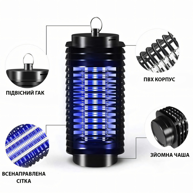 Портативная электрическая LED лампа-ловушка для насекомых, Mosquito killer AND LY-576, синий свет фото - 5