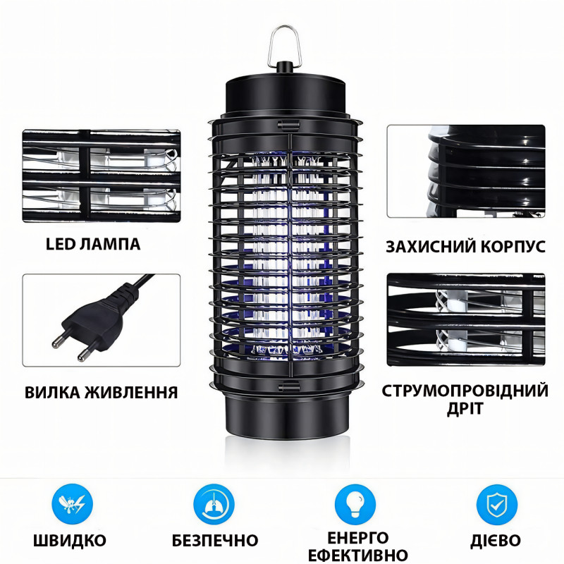 Портативная электрическая LED лампа-ловушка для насекомых, Mosquito killer AND LY-576, синий свет фото - 6