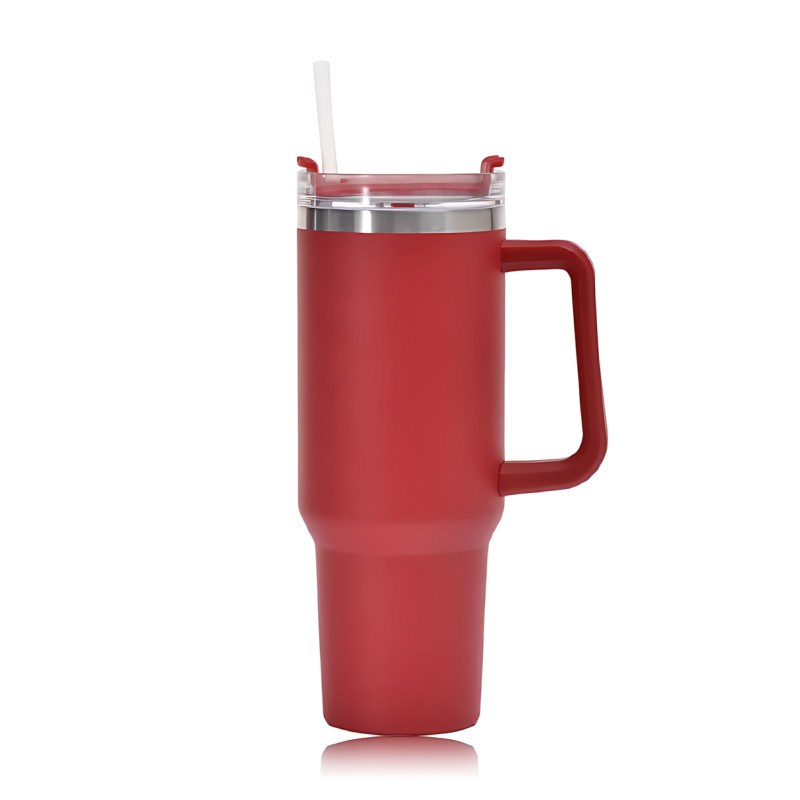 Термокухоль Stanley 1,18 л з кришкою FlowState і соломинкою, вакуумна ізоляція, неіржавка сталь, ручка Червоний фото - 2