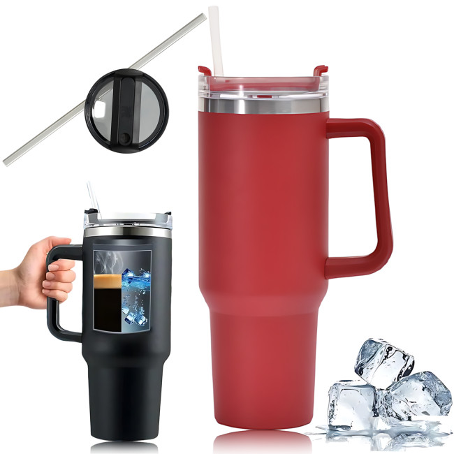 Термокухоль Stanley 1,18 л з кришкою FlowState і соломинкою, вакуумна ізоляція, неіржавка сталь, ручка Червоний
