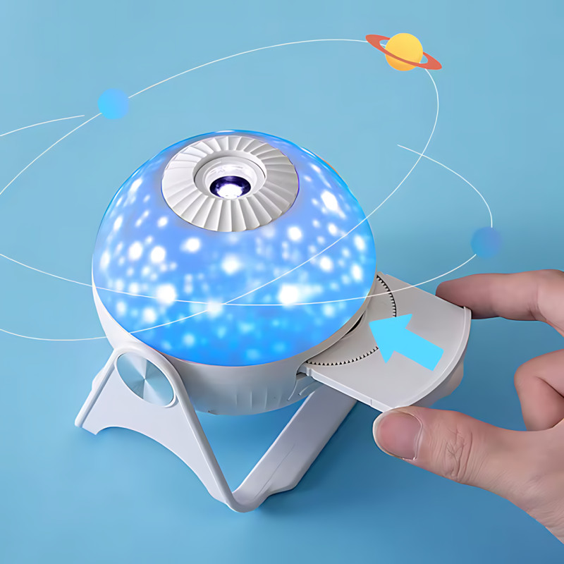 Проєктор нічник Galaxy Star із 6 змінними слайдами, зоряне небо, галактики, планети, акумуляторний, USB, з регулюванням яскравості фото - 3