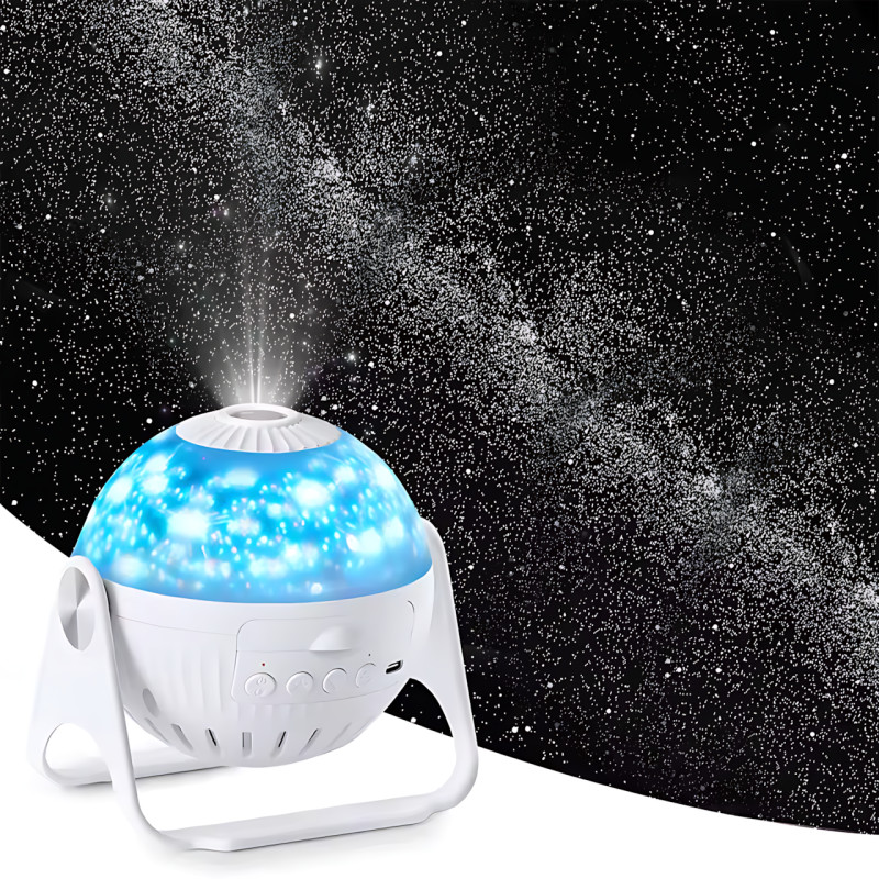 Проєктор нічник Galaxy Star із 6 змінними слайдами, зоряне небо, галактики, планети, акумуляторний, USB, з регулюванням яскравості фото - 7