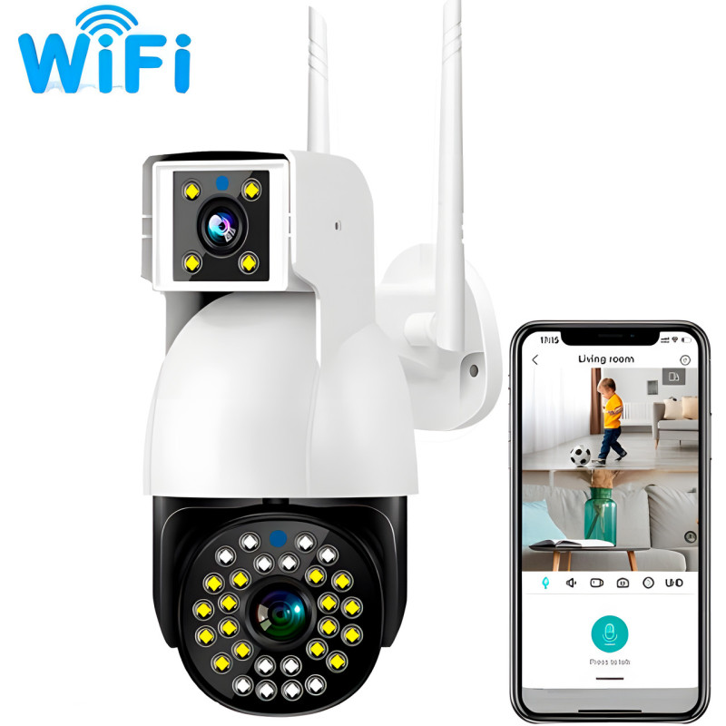 Камера видеонаблюдения уличная, WIFI DUAL CAMERA P12 IP 360/90 V380PRO 3+3.0mp фото - 10