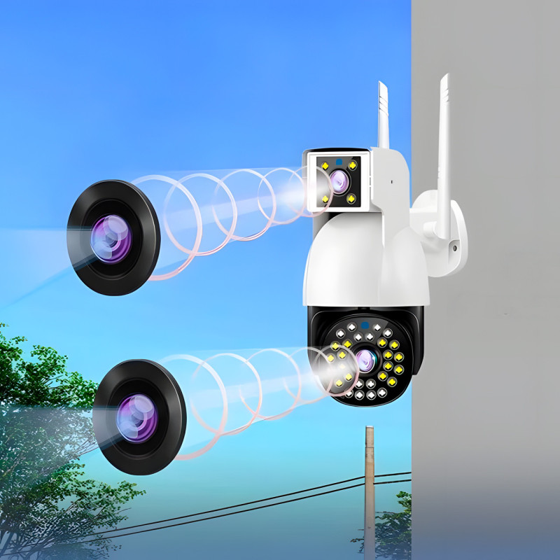 Камера видеонаблюдения уличная, WIFI DUAL CAMERA P12 IP 360/90 V380PRO 3+3.0mp фото - 5