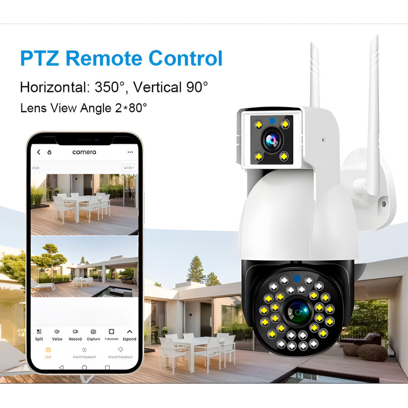 Камера видеонаблюдения уличная, WIFI DUAL CAMERA P12 IP 360/90 V380PRO 3+3.0mp фото - 6