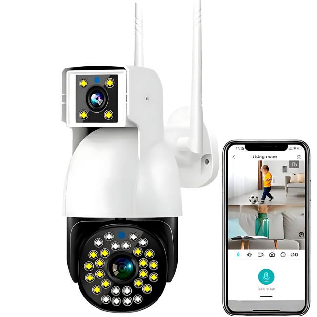 Камера видеонаблюдения уличная, WIFI DUAL CAMERA P12 IP 360/90 V380PRO 3+3.0mp