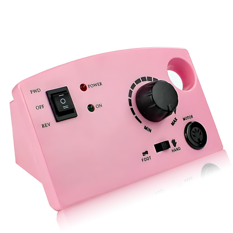 Фрезер для манікюру та педикюру Nail Master ZS-602, 65 Вт, 45 000 об./хв, реверс, педаль, набір фрез, рожевий фото - 3