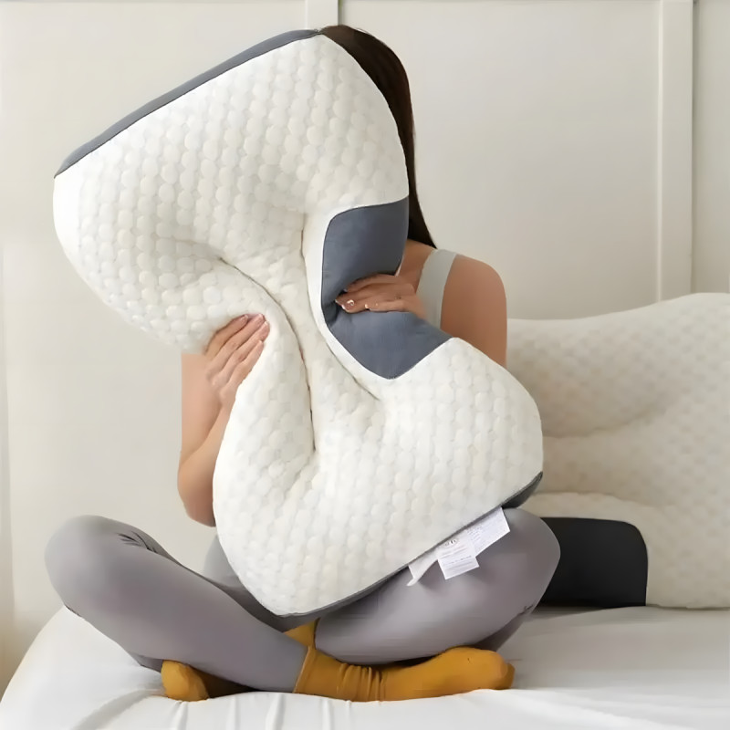 Ортопедическая подушка Casual 63×37 см, средняя жесткость, холлофайбер, анатомическая поддержка шеи, белый фото - 9