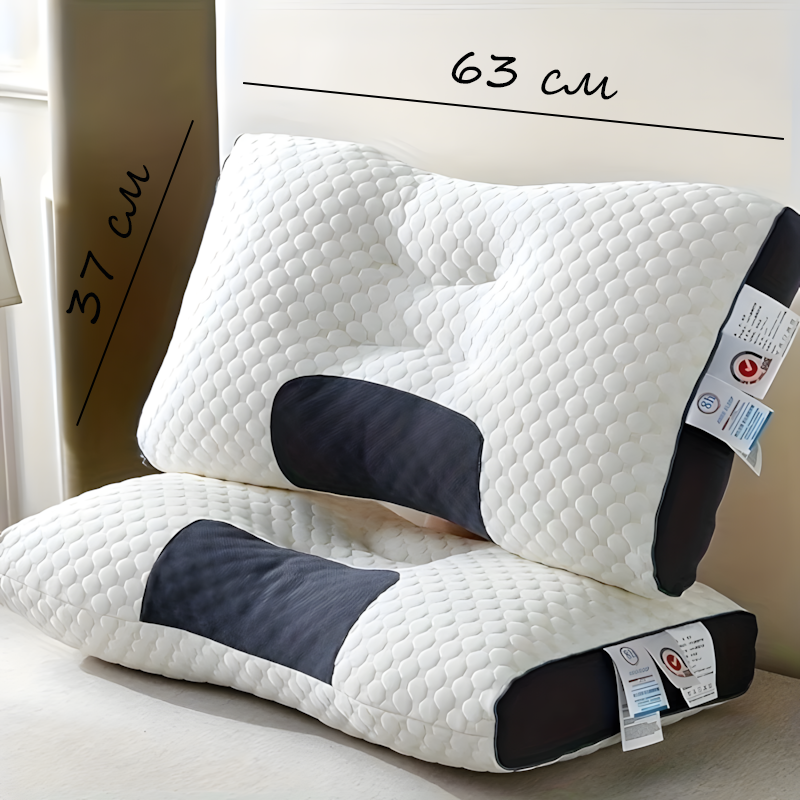Ортопедическая подушка Casual 63×37 см, средняя жесткость, холлофайбер, анатомическая поддержка шеи, белый фото - 10
