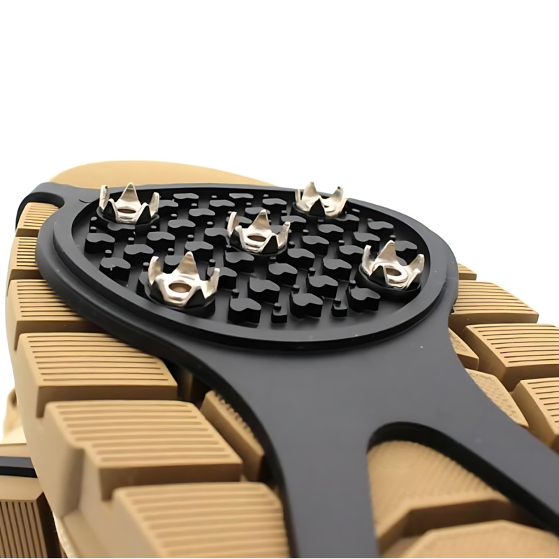 Льодоступи (кішки) антиковзні на взуття, 5 сталевих шипів, універсальні, розмір 36-42, гумові накладки від льоду та снігу фото - 3