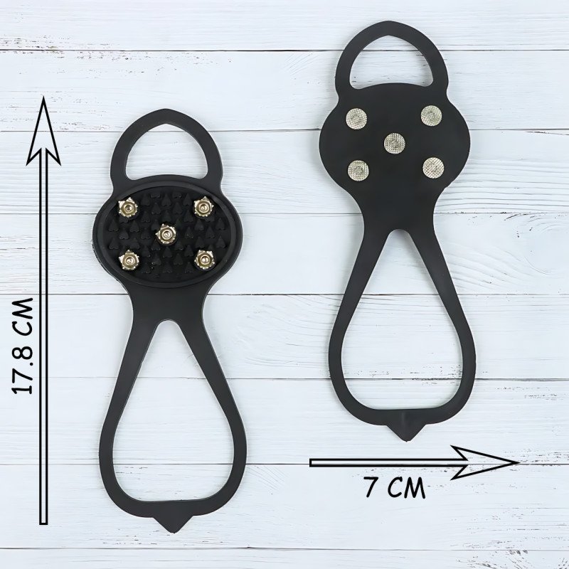 Льодоступи (кішки) антиковзні на взуття, 5 сталевих шипів, універсальні, розмір 36-42, гумові накладки від льоду та снігу фото - 10