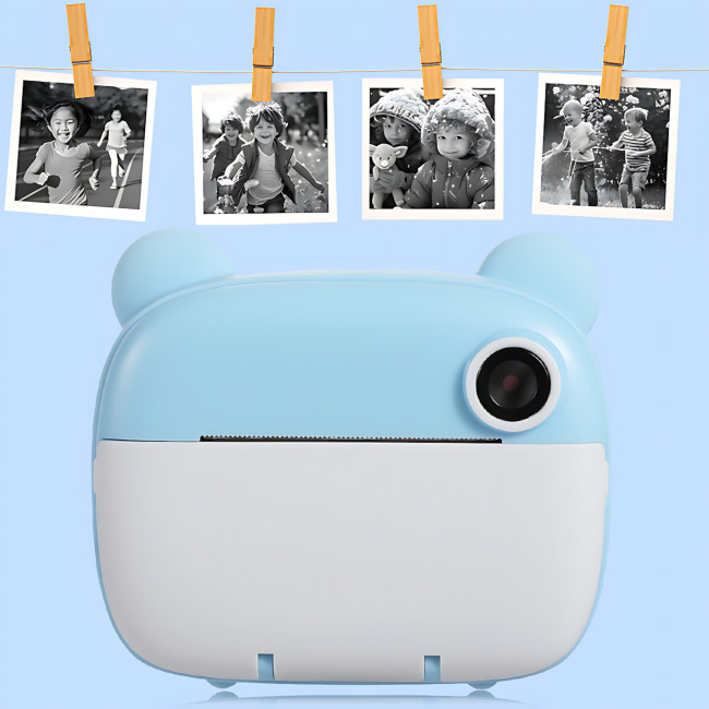 Дитячий фотоапарат миттєвого друку M3, 2 камери, micro SD, акумулятор, USB-зарядка, пластик, рожевий Блакитний