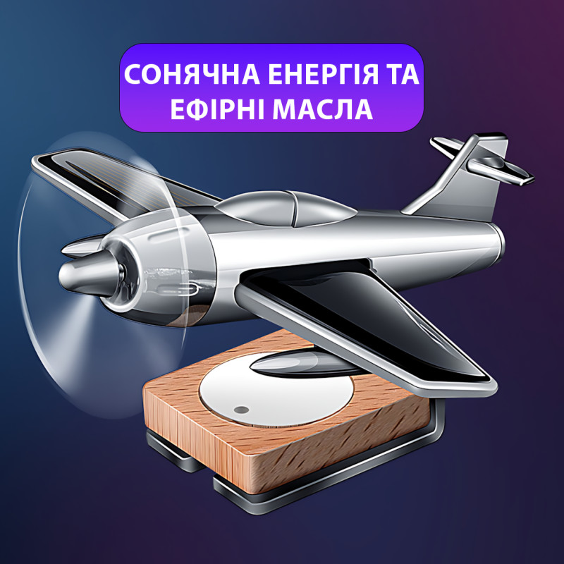 Автомобильный ароматизатор «Самолет» на солнечной панели вращающийся, на приборную панель фото - 6