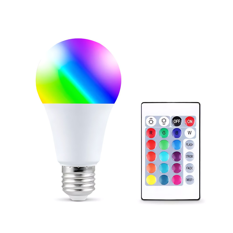Две музыкальные диско лампочки AT-778D 10W с RGB-подсветкой, Bluetooth управлением, цоколем E27 и пультом фото - 2