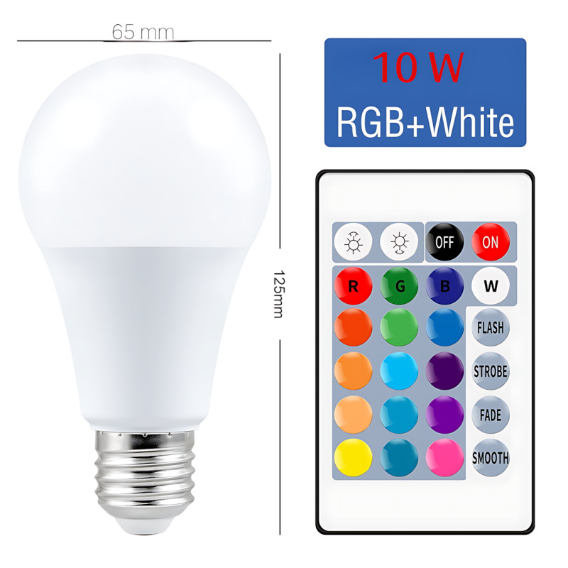 Две музыкальные диско лампочки AT-778D 10W с RGB-подсветкой, Bluetooth управлением, цоколем E27 и пультом фото - 6