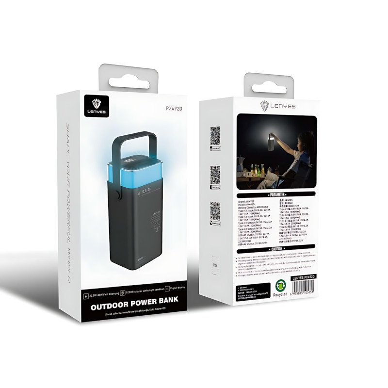 Power Bank LENYES PX492D 40000mAh, 22.5W, 4 порта USB-A и Type-C фото - 9