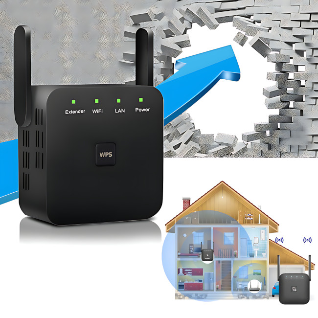 Беспроводной WI-FI репитер сигнала, универсальный ретранслятор AND LV-WR53Q, 2.4 ГГц, 2 антенны, 300 Мбит/с