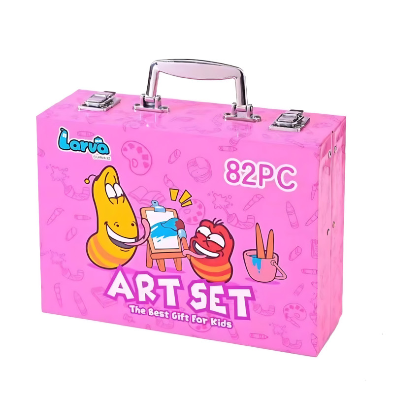 Набор для рисования Art Set, карандаши, маркеры, краски в пластиковом розовом чемоданчике, 82 предмета фото - 7