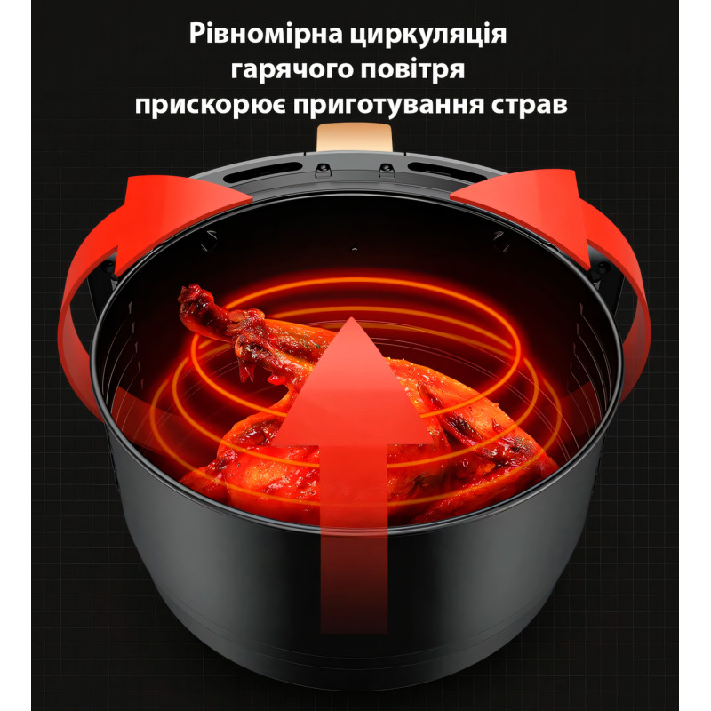 Цифровая аэрогриль фритюрница 6л. Электро фритюр Gold Diamond tk09904, контроль температуры. Гриль, 7 программ фото - 5