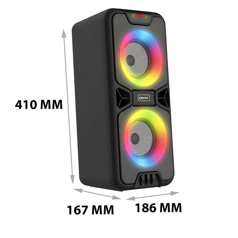 Портативна Bluetooth-колонка BKK B86 — 20 Вт, LED-підсвітка, FM-радіо, USB, TF, AUX, MIC, акумулятор 3000 мА фото - 10