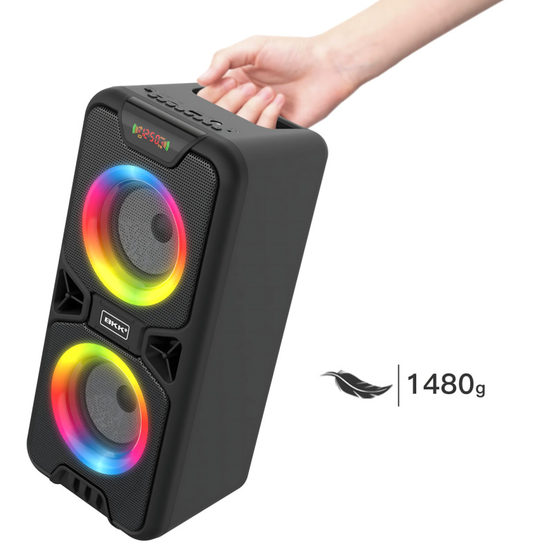 Портативна Bluetooth-колонка BKK B86 — 20 Вт, LED-підсвітка, FM-радіо, USB, TF, AUX, MIC, акумулятор 3000 мА фото - 9